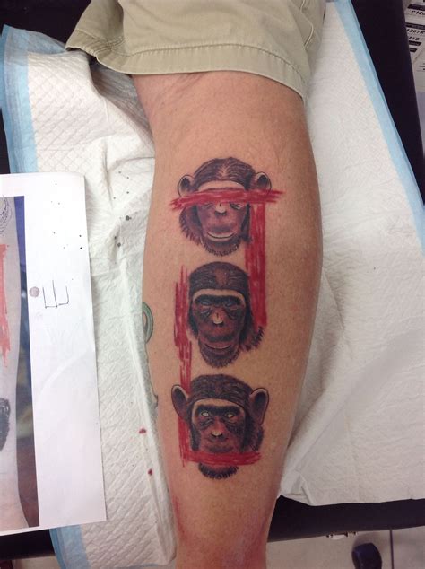 hear no evil monkey tattoo|Three wise monkeys